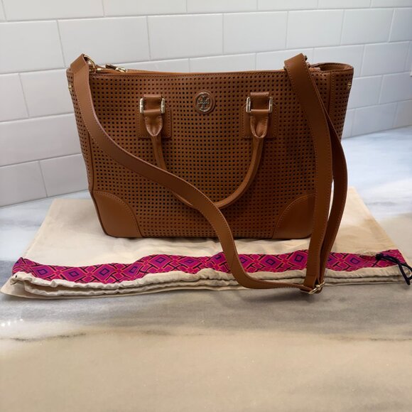 Tory Burch Robinson Perforated Tote Double Zip Tote - Picture 5 of 12